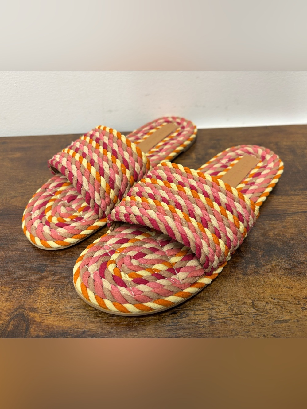 SALT + UMBER SUNNY- GRAPEFRUIT PINK VEGAN ROPE SLIDE SANDAL WOMENS SIZE 8